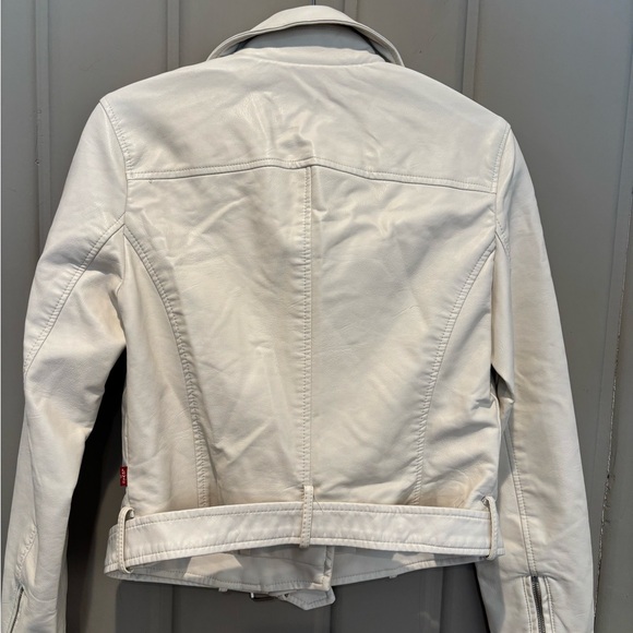 Levi's White Faux Leather Jacket Moto Belted  -  Size S  NWT - Picture 5 of 9